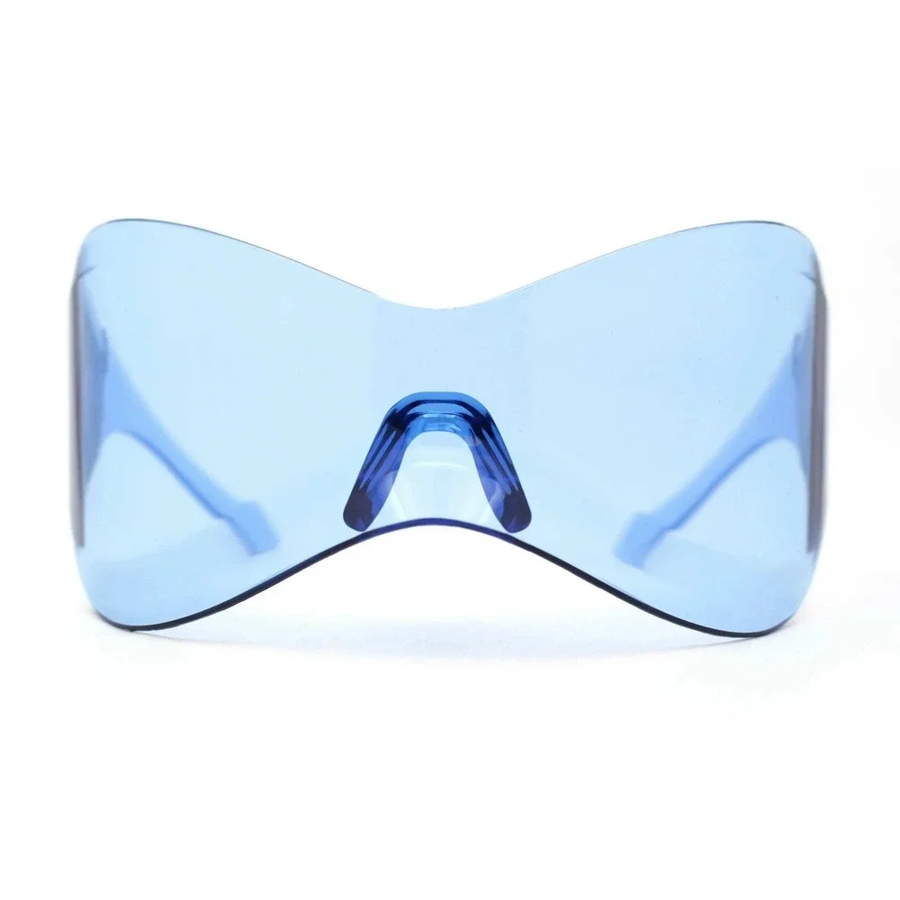 Sunglasses Blue Frame Lens Oversized XXL Trendy Wear‎ Shield Wrap Around UV400